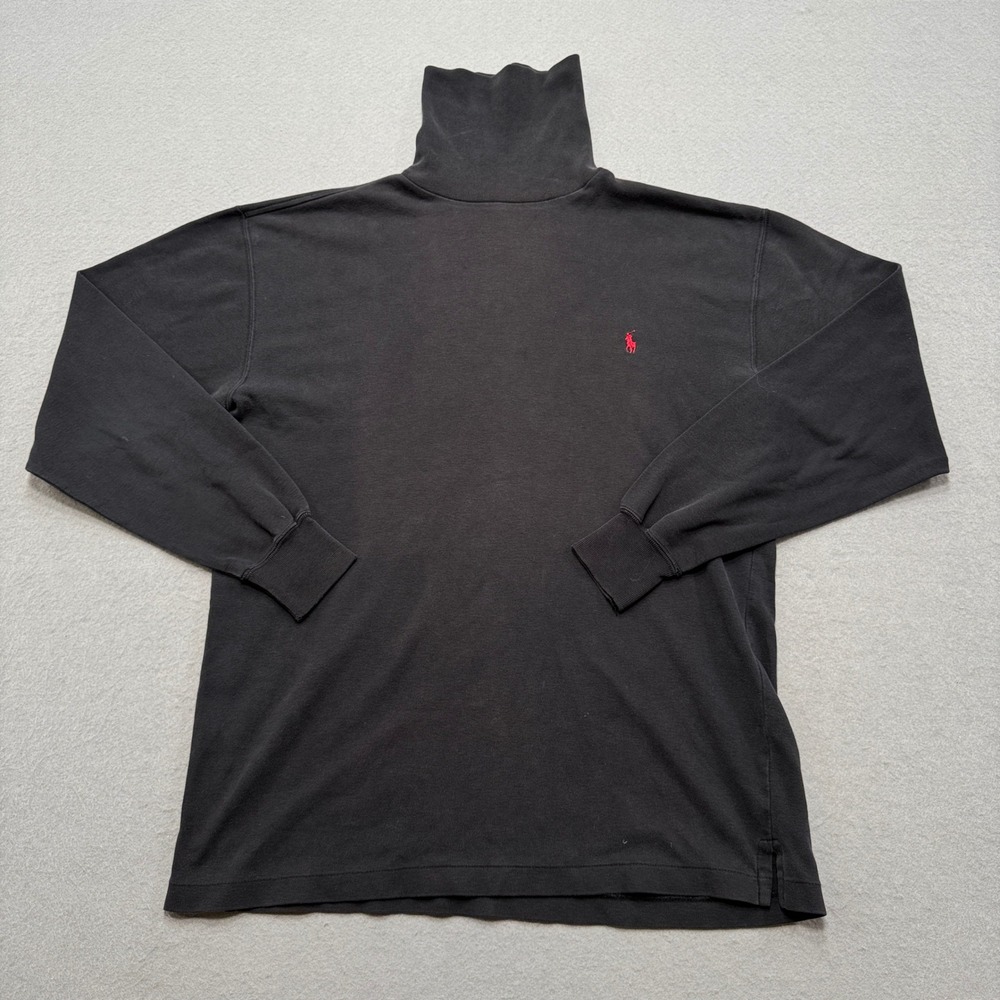 Ralph Lauren Sweater Men's Medium Black Turtleneck Long Sleeve Cotton Preppy